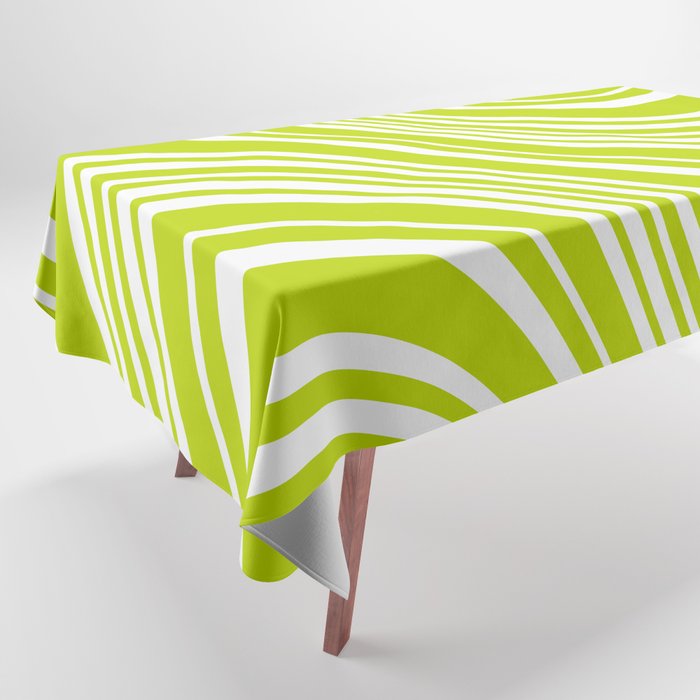 Wavy Stripes XXXVIII - Y2K Lime Green Tablecloth Gallery Image 1