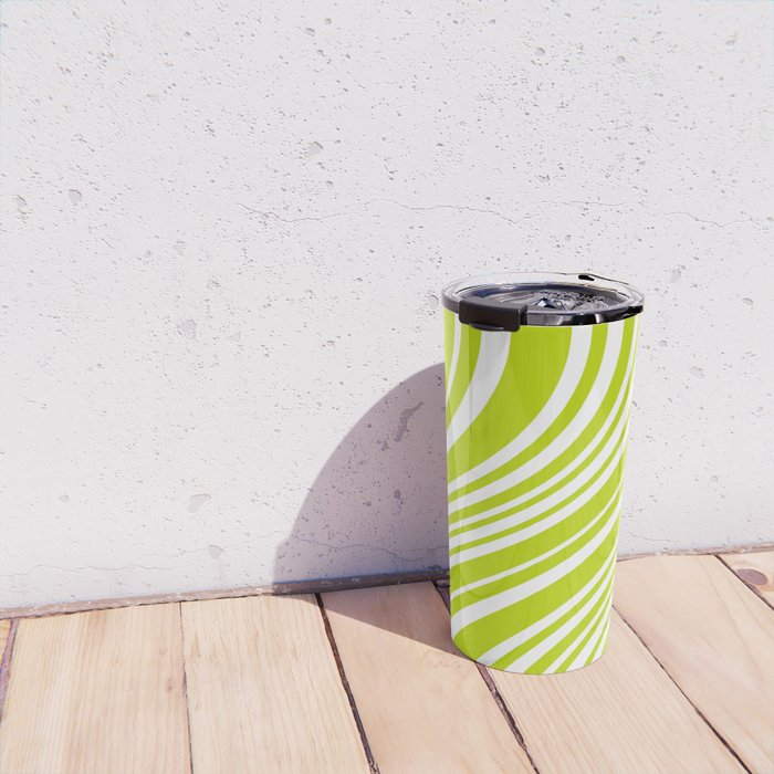 Wavy Stripes XXXVIII - Y2K Lime Green Travel Mug Gallery Image 4
