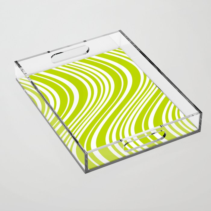Wavy Stripes XXXVIII - Y2K Lime Green Acrylic Tray Gallery Image 1