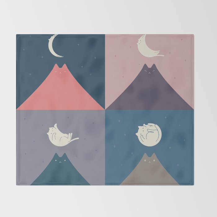 Moon Cat 2x2 Throw Blanket Gallery Image 2