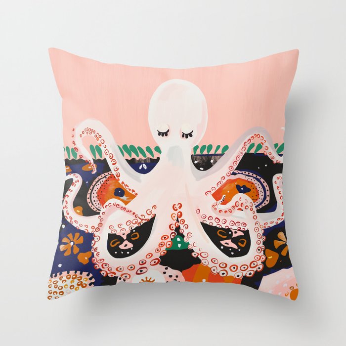 Meditating Octopus Throw Pillow Gallery Image 6