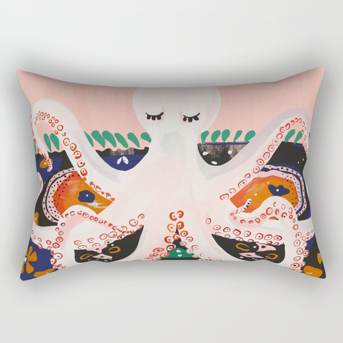 Meditating Octopus Rectangular Pillow Gallery Image 2