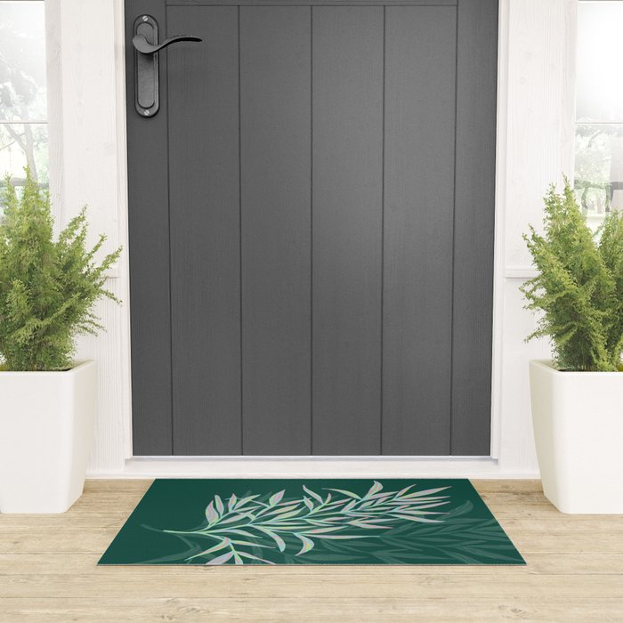 animal patterned Willow twig emerald Welcome Mat Gallery Image 3