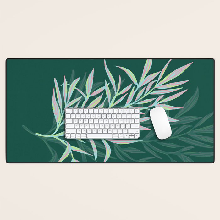 animal patterned Willow twig emerald Desk Mat Gallery Image 1