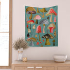Mushroom Collection - Mint Wall Tapestry Gallery Image 2