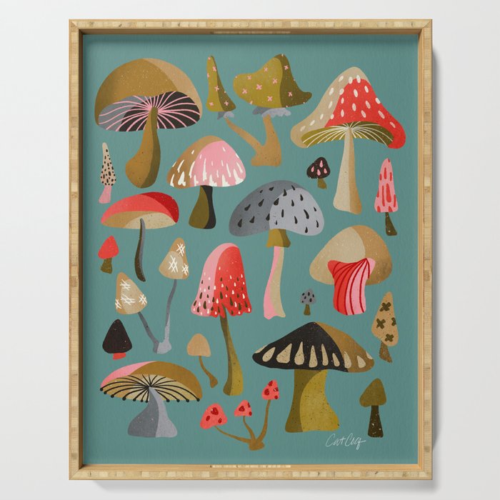 Mushroom Collection - Mint Serving Tray Gallery Image 1