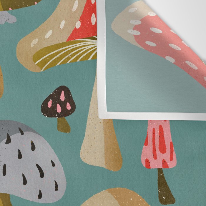 Mushroom Collection - Mint Wall Tapestry Gallery Image 3