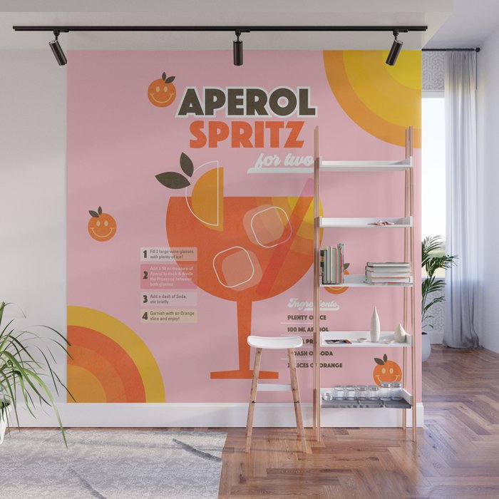 Retro Cocktail Nº1 Aperol Spritz Wall Mural Gallery Image 1