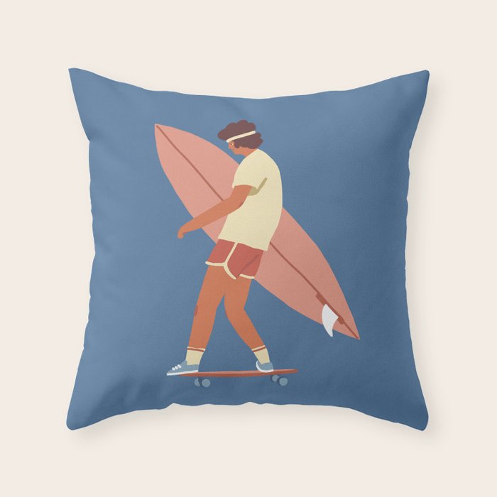 Surf poster Throw Pillow Gallery Image 6