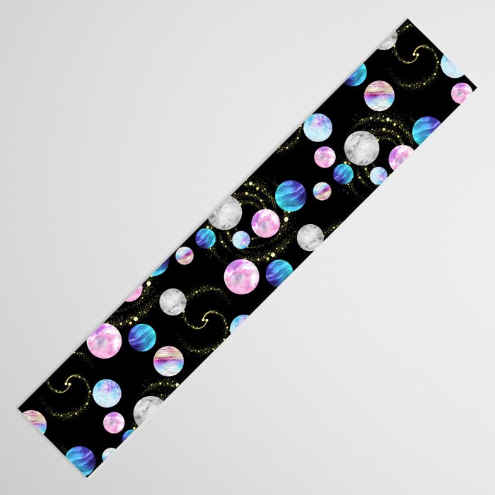 Outer Space: Planets, Galaxies, and Stars (watercolor and gold) Pattern Table Runner Gallery Image 3