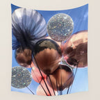 BALLOONS | happy | blue | sky | fly | glitter shine | celebrate | present | sunshine | summer | pink Wall Tapestry Gallery Image 4