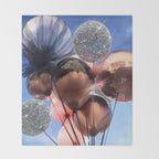 BALLOONS | happy | blue | sky | fly | glitter shine | celebrate | present | sunshine | summer | pink Throw Blanket Gallery Image 2