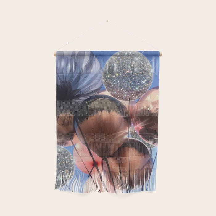 BALLOONS | happy | blue | sky | fly | glitter shine | celebrate | present | sunshine | summer | pink Wall Hanging Gallery Image 1