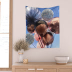 BALLOONS | happy | blue | sky | fly | glitter shine | celebrate | present | sunshine | summer | pink Wall Tapestry Gallery Image 2