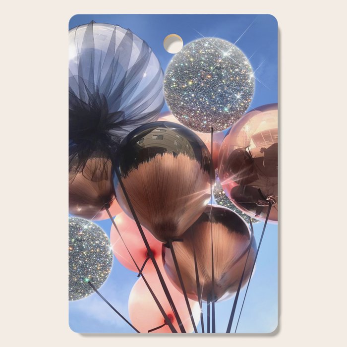 BALLOONS | happy | blue | sky | fly | glitter shine | celebrate | present | sunshine | summer | pink Cutting Board Gallery Image 1