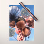 BALLOONS | happy | blue | sky | fly | glitter shine | celebrate | present | sunshine | summer | pink Wrapping Paper Gallery Image 1