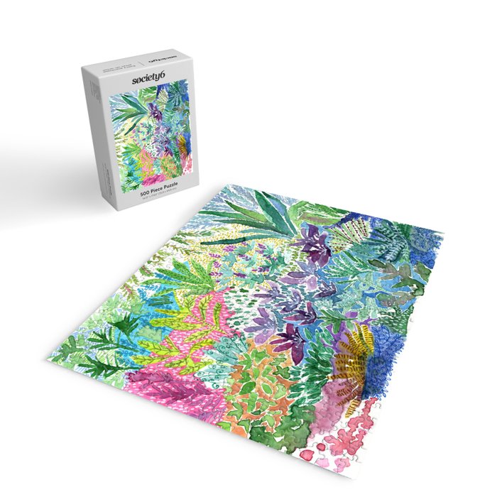 Tropical Garden Watercolor Jigsaw Puzzle Gallery Image 2