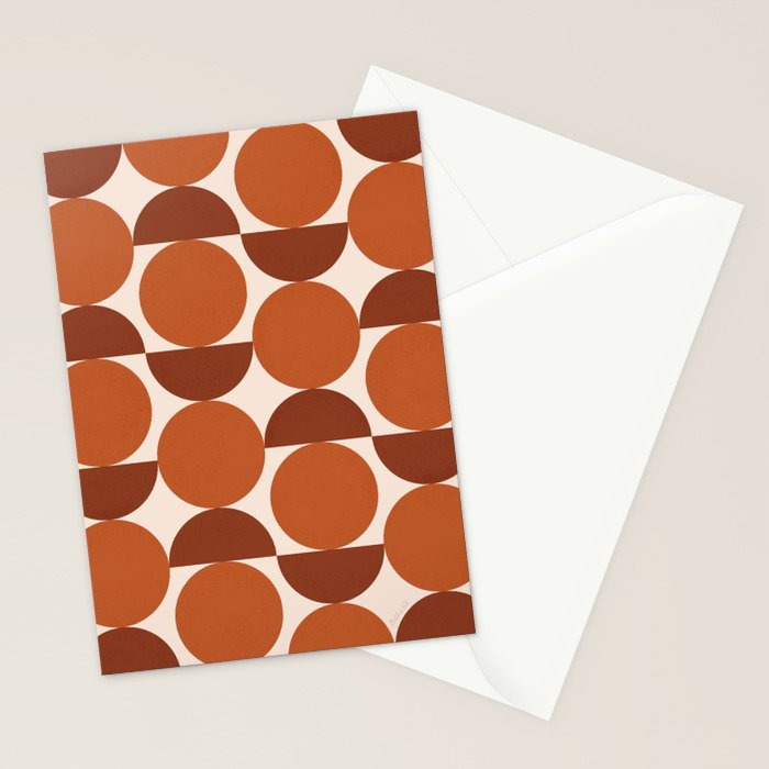 Vintage Mid-century Modern Abstract Geometric Shapes in Burnt Orange Pattern Stationery Card Gallery Image 2