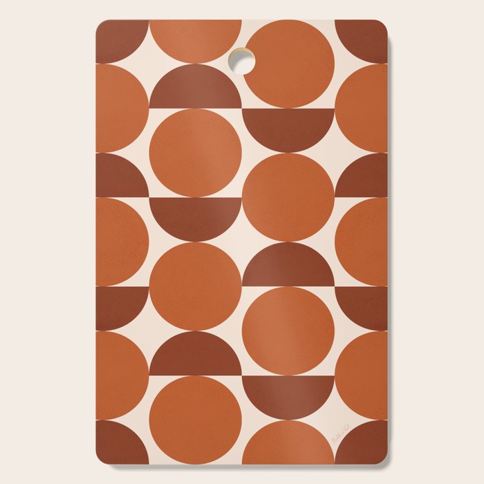 Vintage Mid-century Modern Abstract Geometric Shapes in Burnt Orange Pattern Cutting Board Gallery Image 1