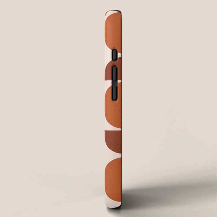 Vintage Mid-century Modern Abstract Geometric Shapes in Burnt Orange Pattern iPhone Case Gallery Image 2