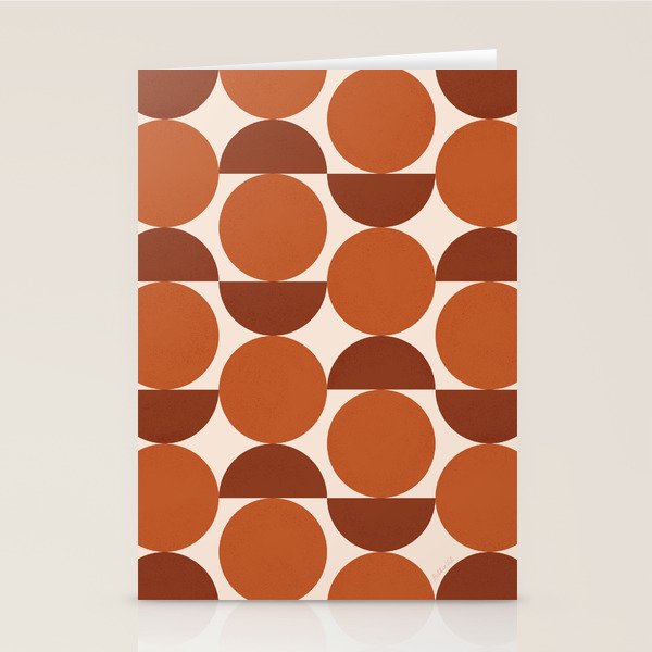 Vintage Mid-century Modern Abstract Geometric Shapes in Burnt Orange Pattern Stationery Card Gallery Image 2