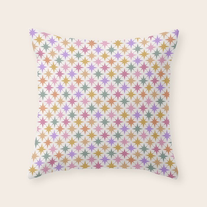 Starry Art Deco Pattern Multicolor IV Throw Pillow Gallery Image 1
