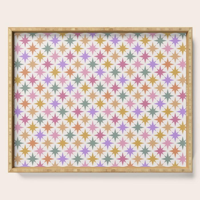 Starry Art Deco Pattern Multicolor IV Serving Tray Gallery Image 1