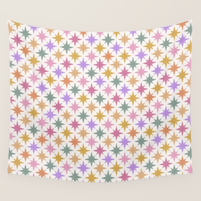 Starry Art Deco Pattern Multicolor IV Wall Tapestry Gallery Image 4