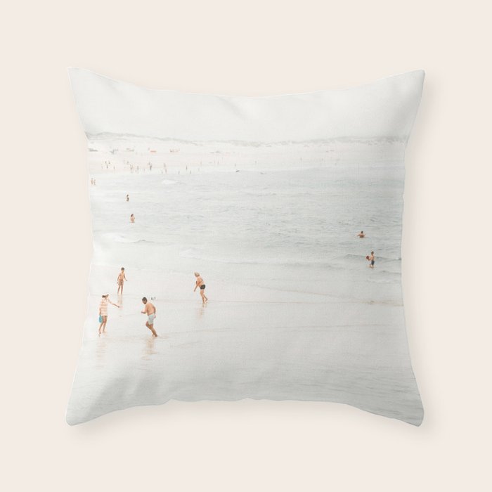 At the Beach fourteen  (part two of a diptych) - Minimal Beach and Ocean photography Throw Pillow Gallery Image 1