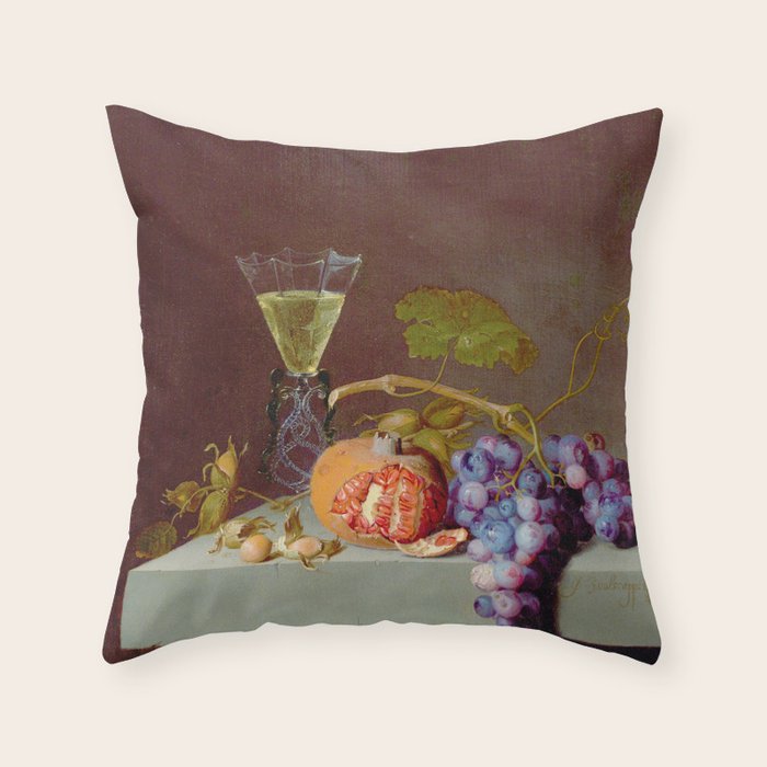 Still Life With Fruit, 1675, Jacob van Walscapelle Throw Pillow Gallery Image 6