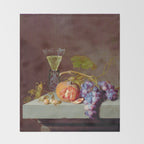 Still Life With Fruit, 1675, Jacob van Walscapelle Throw Blanket Gallery Image 2