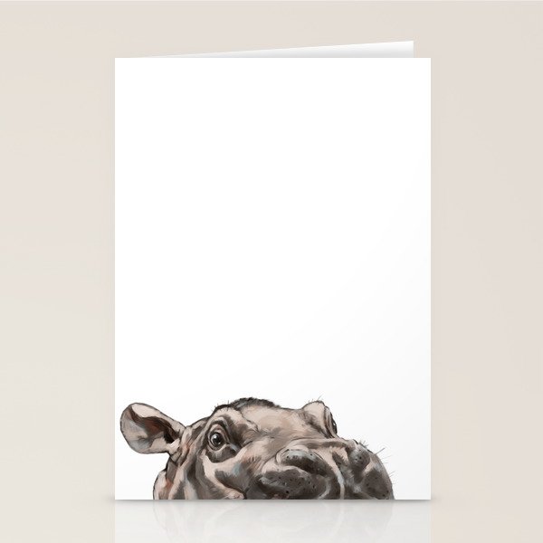 Peeking Baby Hippo Stationery Card Gallery Image 1