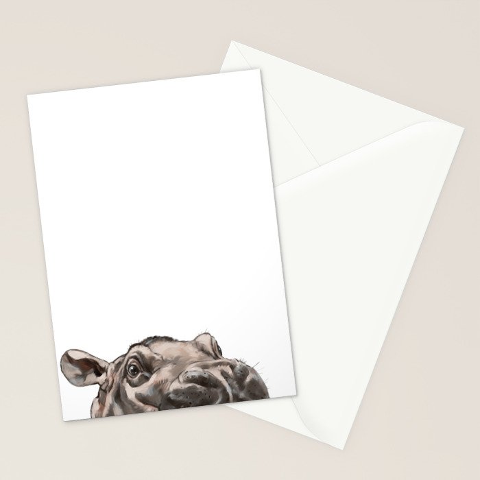 Peeking Baby Hippo Stationery Card Gallery Image 2