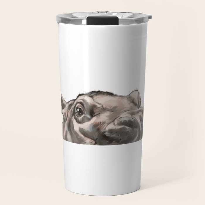 Peeking Baby Hippo Travel Mug Gallery Image 1