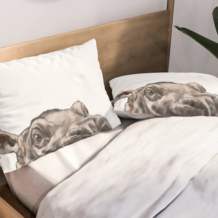 Peeking Baby Hippo Pillow Sham Gallery Image 2