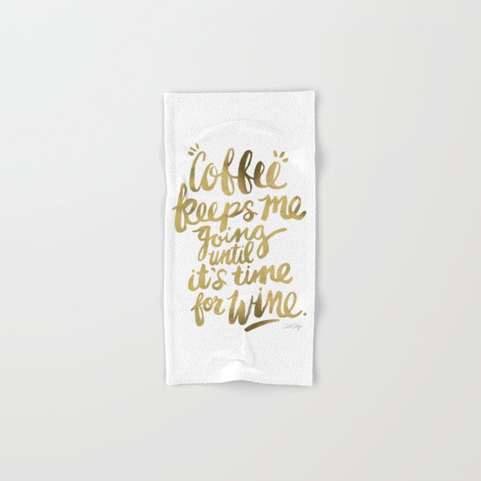 Coffee & Wine - Gold Bath Towel Gallery Image 1