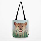 Happy Shiba in the Grass (Sunrise Dog) Tote Bag Gallery Image 2