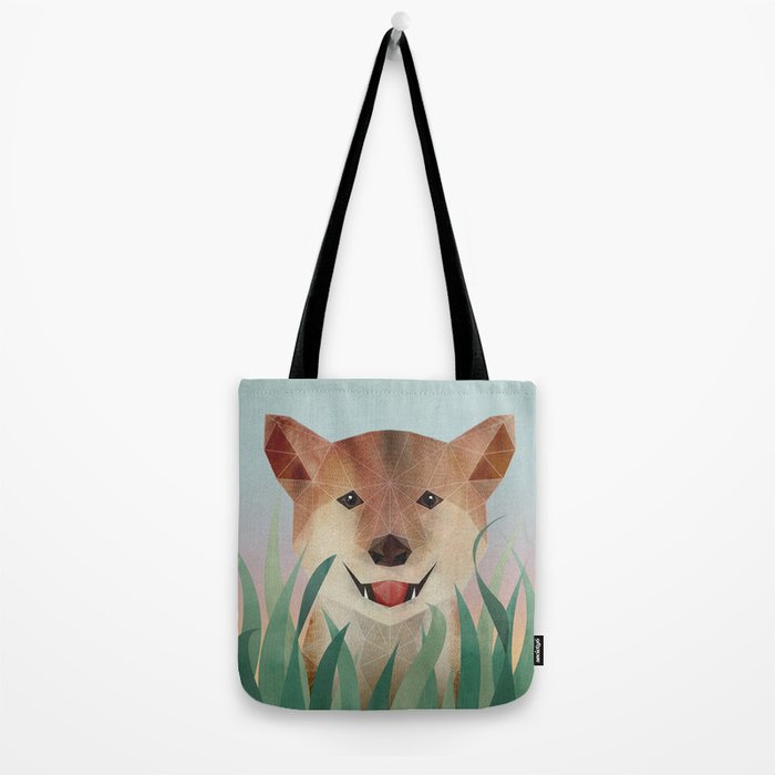 Happy Shiba in the Grass (Sunrise Dog) Tote Bag Gallery Image 2