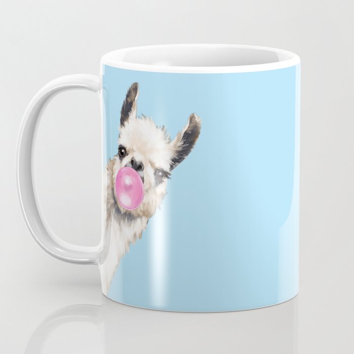 Bubble Gum Sneaky Llama in Blue Coffee Mug Gallery Image 3