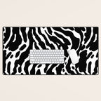 Abstract black and white paint stripe pattern Desk Mat Gallery Image 1