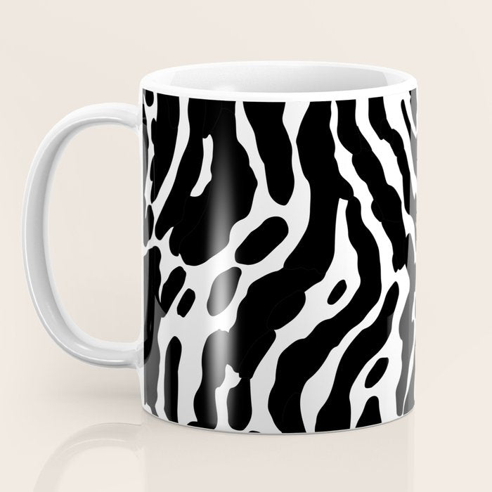 Abstract black and white paint stripe pattern Coffee Mug Gallery Image 3