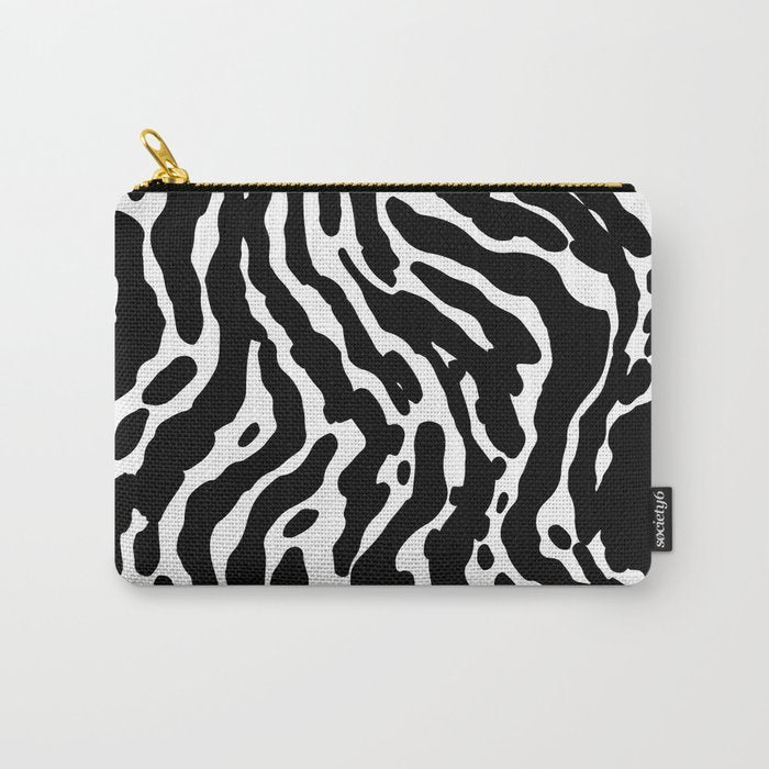 Abstract black and white paint stripe pattern Carry All Pouch Gallery Image 1