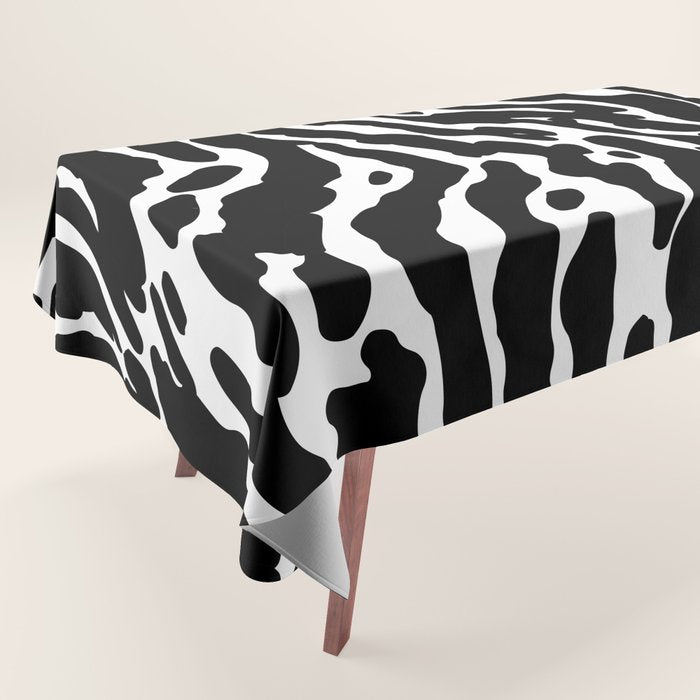 Abstract black and white paint stripe pattern Tablecloth Gallery Image 1