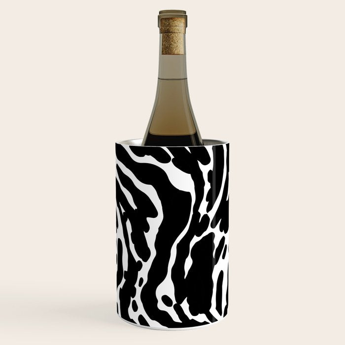Abstract black and white paint stripe pattern Wine Chiller Gallery Image 3