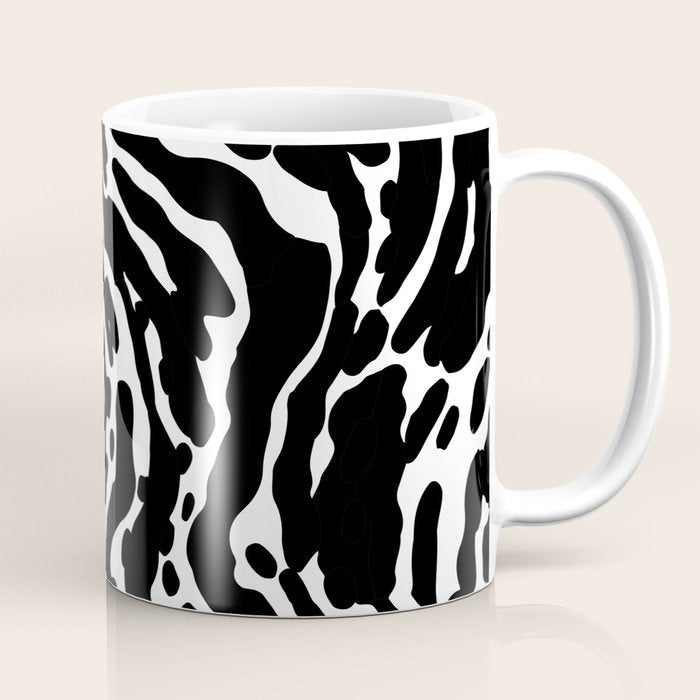 Abstract black and white paint stripe pattern Coffee Mug Gallery Image 1