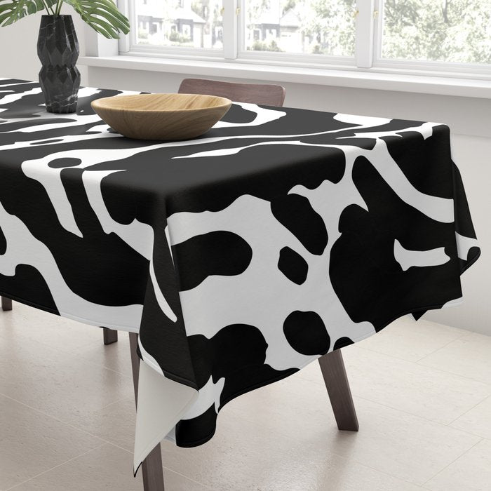 Abstract black and white paint stripe pattern Tablecloth Gallery Image 3