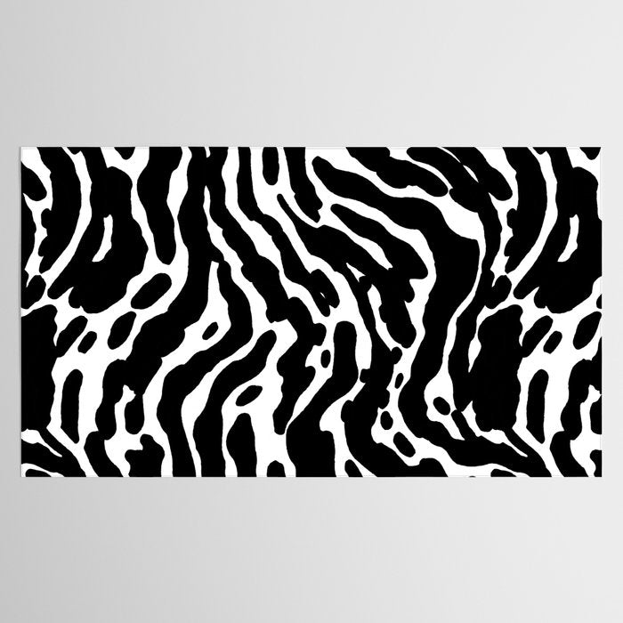 Abstract black and white paint stripe pattern Tablecloth Gallery Image 2