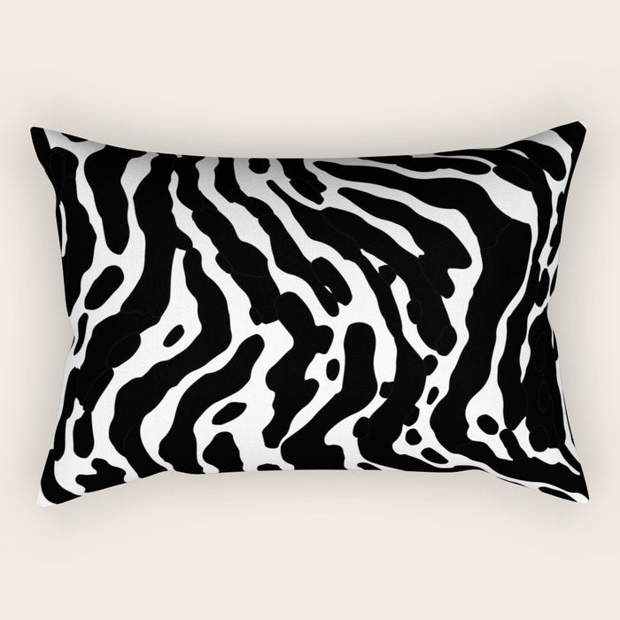 Abstract black and white paint stripe pattern Rectangular Pillow Gallery Image 2