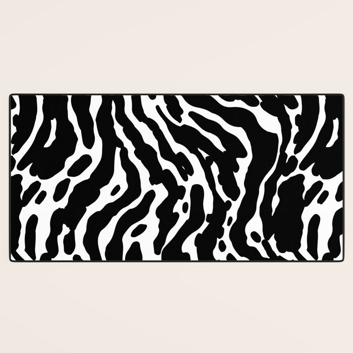 Abstract black and white paint stripe pattern Desk Mat Gallery Image 3