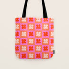 Retro Tropical Checkered Floral Pattern Tote Bag Gallery Image 1